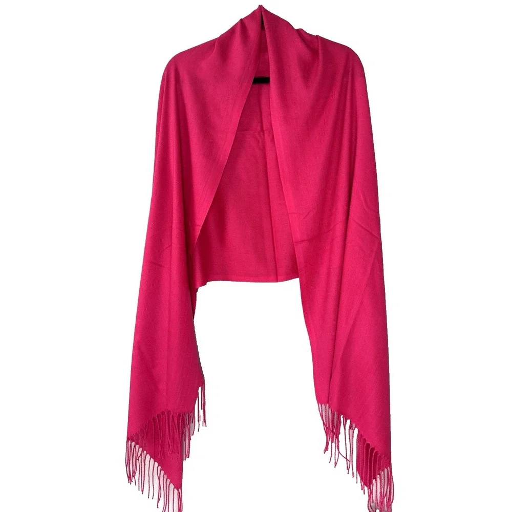 Pashmina Fuschia Deep Hot Pink Scarf Wrap Shawl 74x27 Vibrant Layering Evening